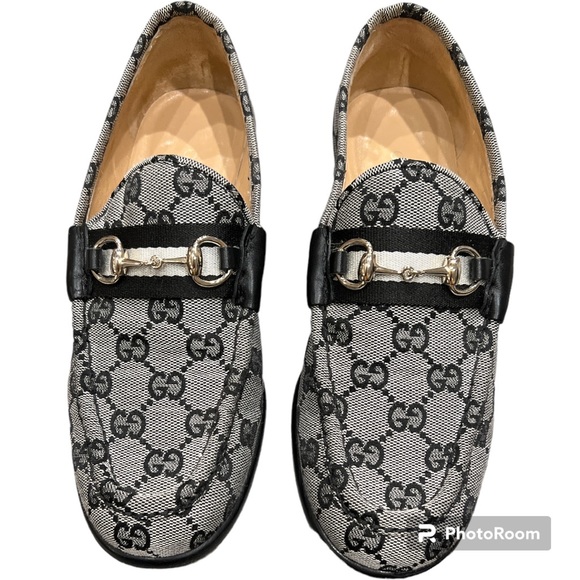 Vintage Authentic Gucci original GG logo printed loafers horse bit buckle 7.5 - Picture 4 of 7